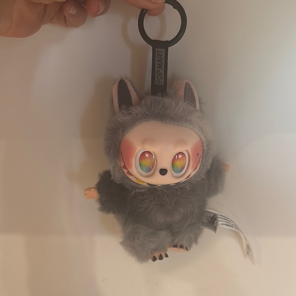Labubu- monsters Gray Plush Keychain nfor Small Pets